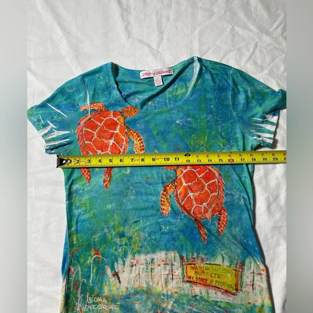 Leoma Lovegrove Art to wear Sea Turtles Doublesided t shirt womens size S - Picture 3 of 6